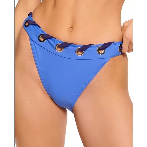 Ramy Brook Women Blue Luvenia Lace Up High Leg Swim Bikini Bottom Size XS - Picture 1 of 4